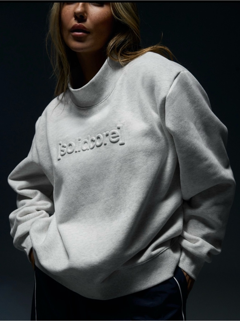 Solidcore Mock Neck Sweatshirt - White/Grey
